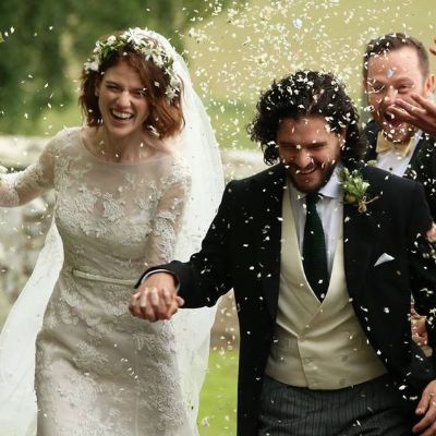 Rose Leslie and Kit Harington were photographed at their wedding.